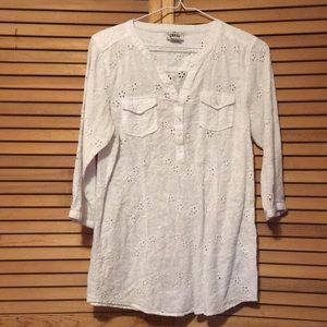 White lace 3/4 button down.
